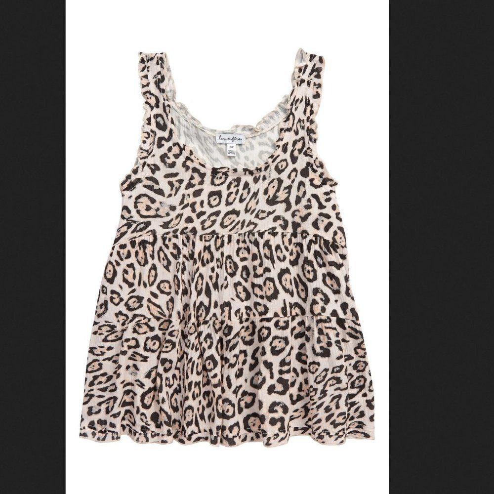 Love, Fire Kid's Leopard Print Babydoll Tank Top Size Medium